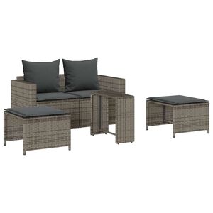 vidaXL 5 Piece Garden Sofa Set with Cushions Stackable Grey