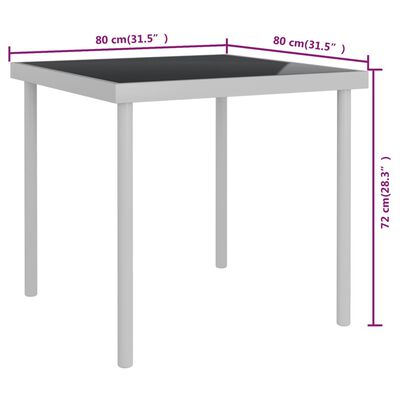 vidaXL Outdoor Dining Table Light Grey 80x80x72 cm Glass and Steel