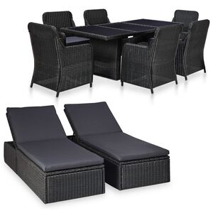 vidaXL 9 Piece Outdoor Dining Set Poly Rattan Black