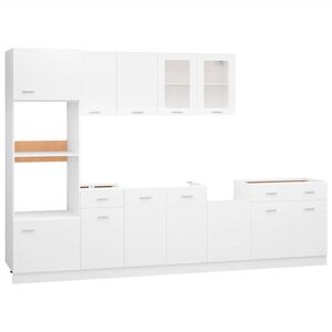 vidaXL Kitchen Cabinet Set | White | Engineered wood, Glass | Large