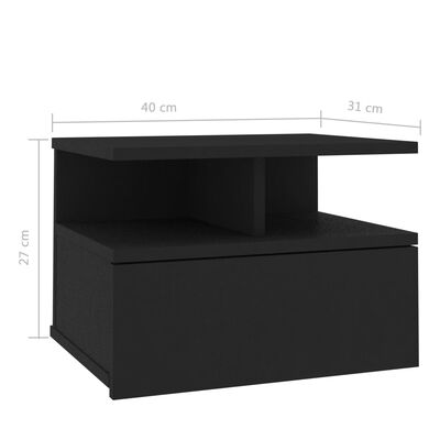 vidaXL Floating Nightstand Black 40x31x27cm Engineered Wood