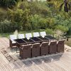 vidaXL 11 Piece Garden Dining Set with Cushions Poly Rattan Brown