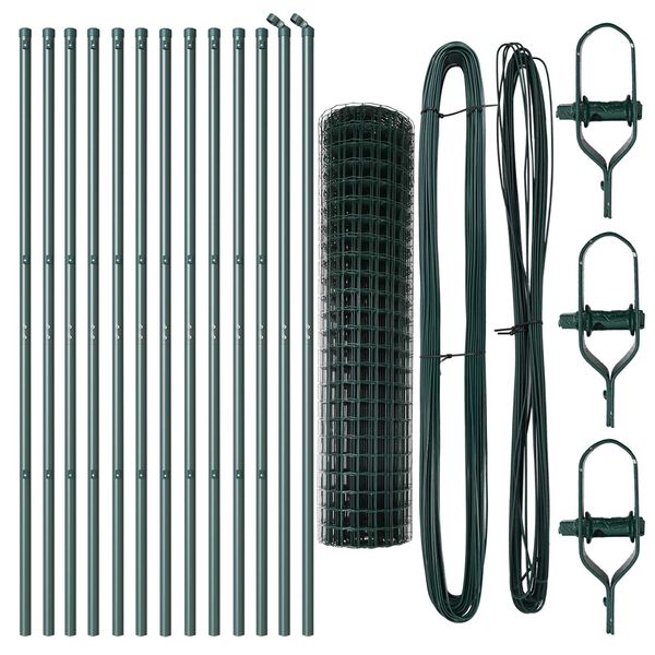 vidaXL Fence with Post Green 1 x 25 m Steel