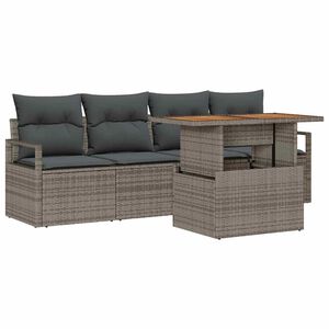 vidaXL Garden Sofa Set 5 pcs Grey Poly rattan