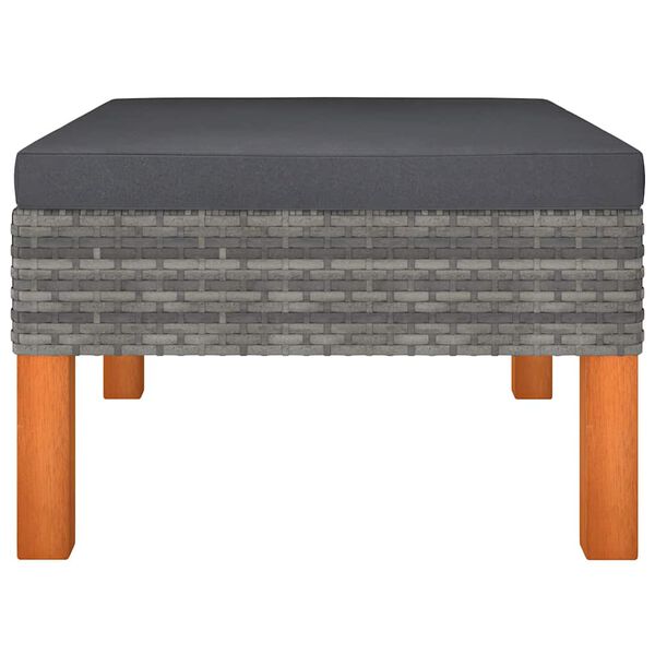 vidaXL Footstool Poly Rattan and Solid Eucalyptus Wood