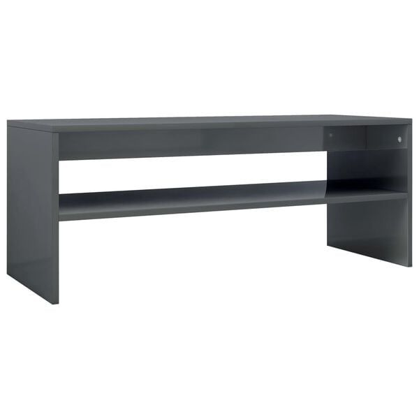 vidaXL Coffee Table High Gloss Grey 100x40x40 cm Engineered Wood
