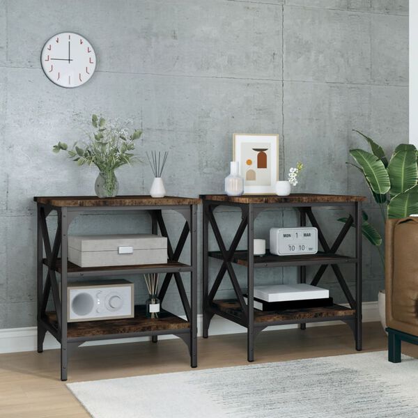vidaXL Side Tables 2 pcs Smoked Oak 40x42x50 cm Engineered Wood