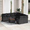 vidaXL Garden Sofa Set with Storage 9 pcs Black Poly Rattan