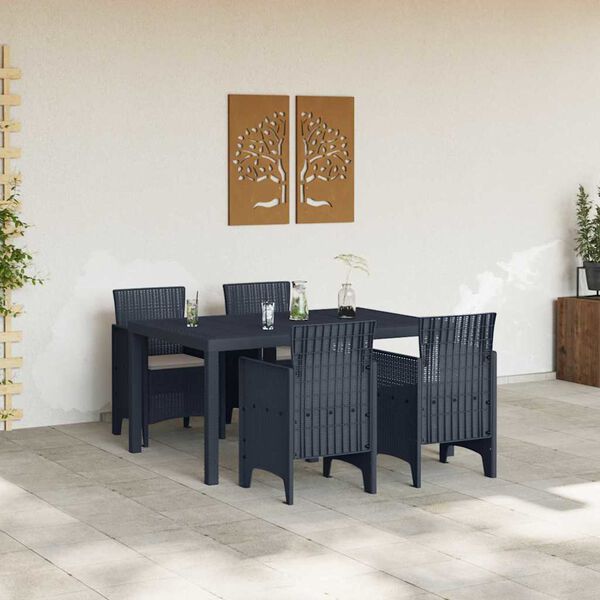 vidaXL Garden Dining Set 5 pcs Anthracite Polt rattan
