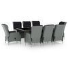vidaXL 9 Piece Outdoor Dining Set with Cushions Poly Rattan Light Grey