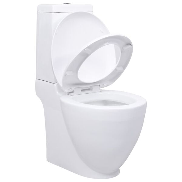 vidaXL Ceramic Toilet Back Water Flow White
