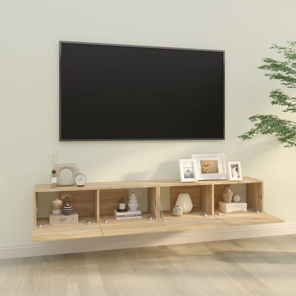 vidaXL Wall TV Cabinets 2 pcs Sonoma Oak 100x30x30 cm Engineered Wood