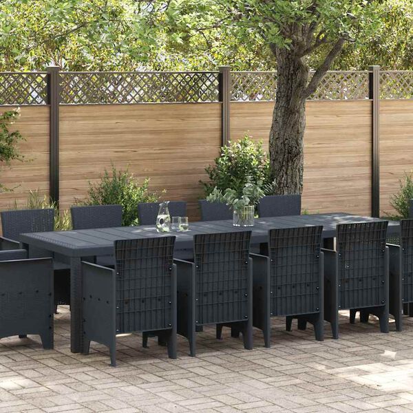 vidaXL Garden Dining Set 13 pcs Anthracite Plastic