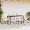 vidaXL 5 Piece Garden Dining Set with Cushions Brown Poly Rattan Glass