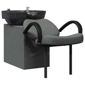 vidaXL Shampoo Chair Dark Grey and Black 136 x 60 x 92 cm Fabric