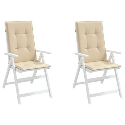 vidaXL Garden Highback Chair Cushions 2 pcs Beige 120x50x3 cm Fabric