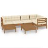 vidaXL 7 Piece Garden Lounge Set with Cushions Honey Brown Pinewood