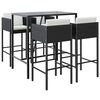 vidaXL 5 Piece Garden Bar Set with Cushions Black Poly Rattan
