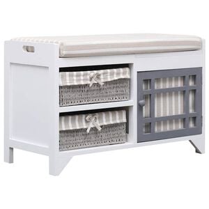 vidaXL Hall Bench White 70x33,5x45 cm Paulownia Wood