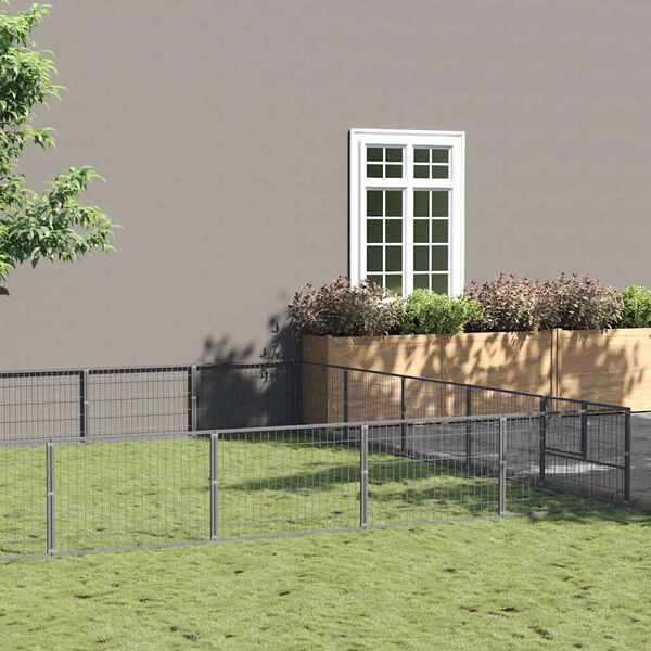 vidaXL Dog Kennel Silver 40 m&sup2; Steel