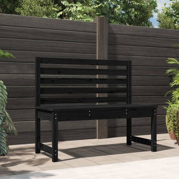 vidaXL Garden Bench Black 109 cm Solid Wood Pine