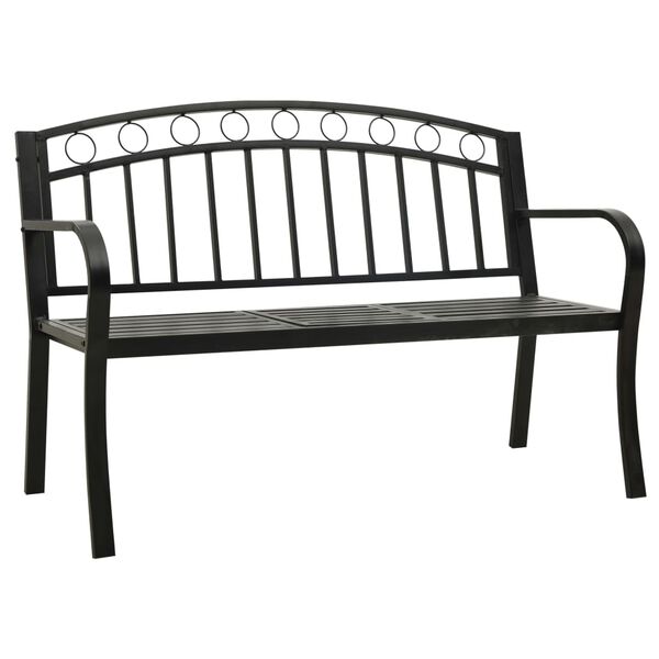 vidaXL Garden Bench with a Table 125 cm Steel Black
