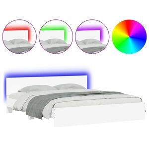 vidaXL Bed Frame with LED without Mattress White 180x200 cm Super King