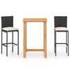 vidaXL 3 Piece Garden Bar Set with Cushions Black