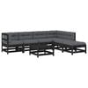 vidaXL 7 Piece Garden Lounge Set with Cushions Black Solid Wood
