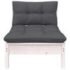 vidaXL Garden Middle Sofa with Cushions White Solid Pinewood