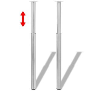 2 Telescopic Table Legs Stainless Steel 710 mm-1100 mm