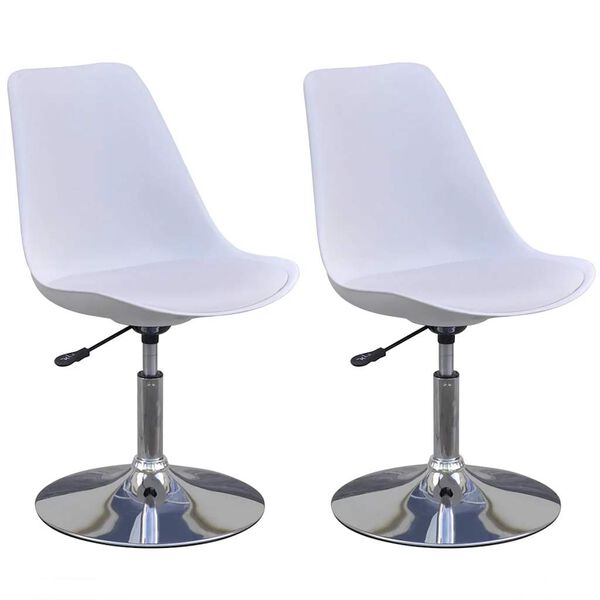 vidaXL Swivel Dining Chairs 2 pcs White Faux Leather