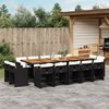 vidaXL 15 Piece Garden Dining Set with Cushions Black Poly Rattan