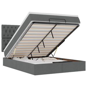 vidaXL Ottoman Bed with Mattress & LEDs Dark Grey Double Fabric