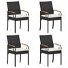 vidaXL Garden Chairs with Cushion 4 pcs Black and Cream White