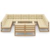 vidaXL 12 Piece Garden Lounge Set&Cushions Honey Brown Solid Pinewood