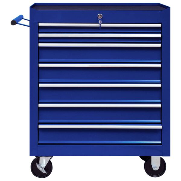 vidaXL Workshop Tool Trolley with 7 Drawers Blue