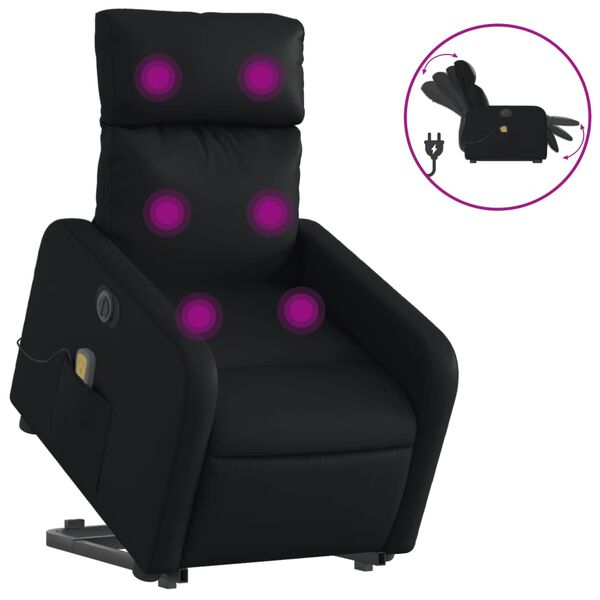 vidaXL Electric Stand up Massage Recliner Chair Black Faux Leather