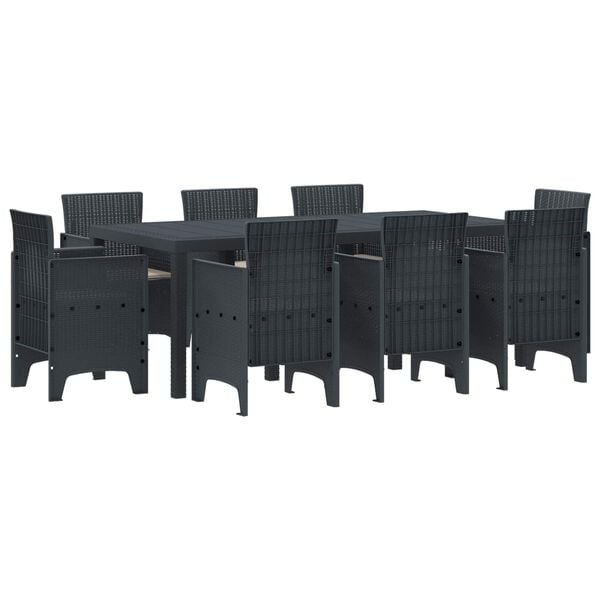 vidaXL Garden Dining Set 9 pcs Anthracite Polypropylene