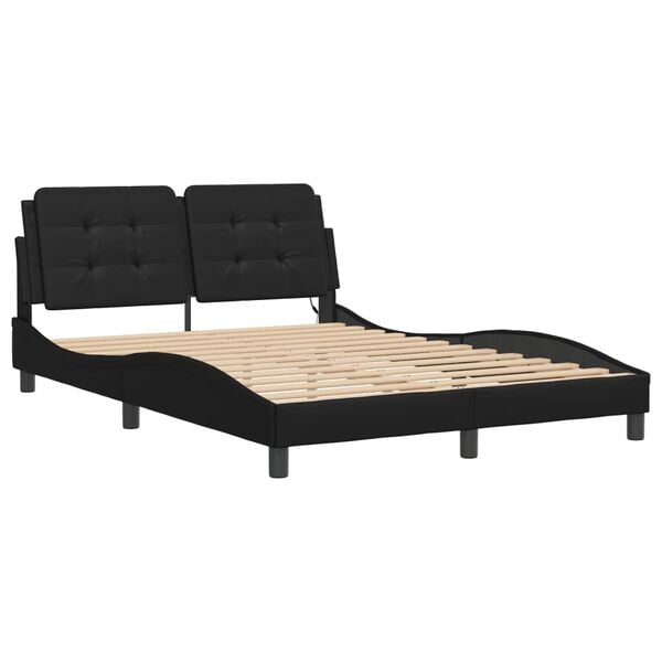 vidaXL Bed Frame with LED without Mattress "Zadar" Black 137x190 cm
