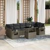 vidaXL 8 Piece Garden Sofa Set with Cushions Grey Poly Rattan