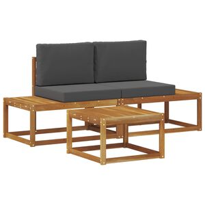 vidaXL Outdoor Sofa Set 3 pcs Natural Solid Acacia Wood and Polyester