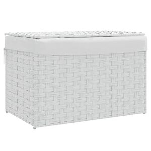 vidaXL Laundry Basket with Lid White 55.5x35x34 cm Poly Rattan