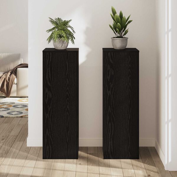 vidaXL Plant Stand 2 pcs Black Oak 33 x 33 x 100 cm Engineered Wood