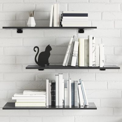 vidaXL Bookshelf Boards 4 pcs High Gloss Grey 80x30x1.5 cm Engineered Wood
