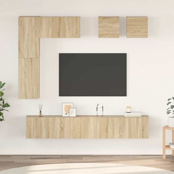 vidaXL 8 Piece TV Cabinet Set Sonoma Oak Engineered Wood