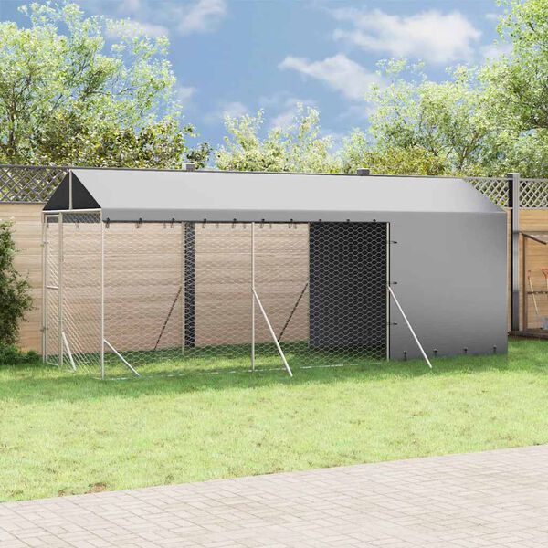 vidaXL Outdoor Dog Kennel with Roof Silver 2x6x2.5 m Galvanised Steel