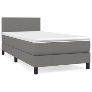 vidaXL Box Spring Bed with Mattress Dark Grey 100x200 cm Fabric
