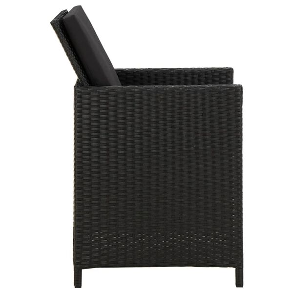 vidaXL Garden Chairs with Cushions 2 pcs Poly Rattan Black