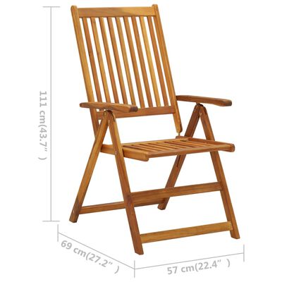 vidaXL Folding Garden Chairs 3 pcs with Cushions Solid Acacia Wood
